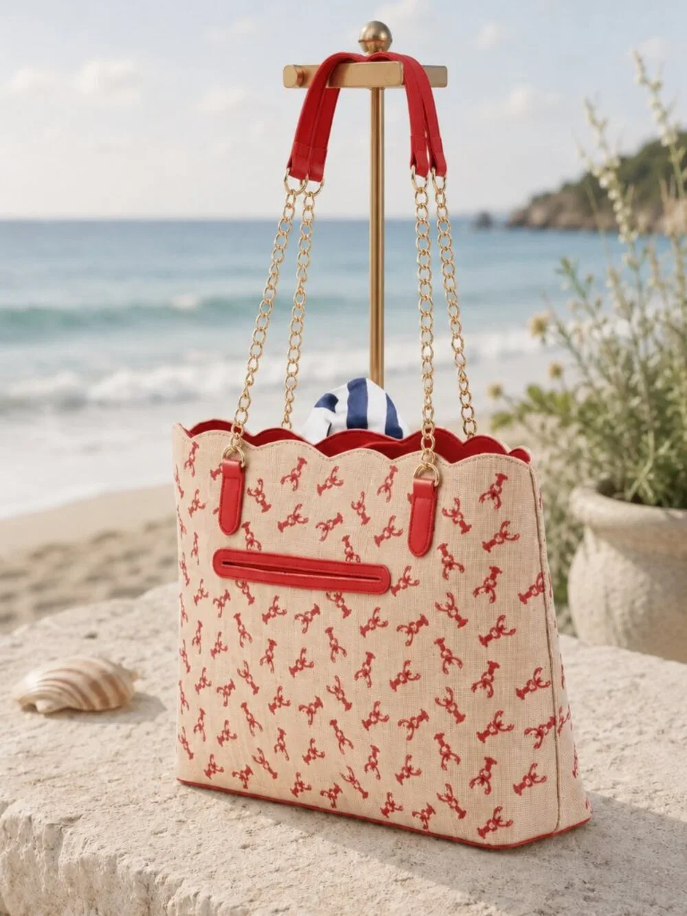 NWT Betsey Johnson Straw Red Lobster Tote - Picture 2 of 3